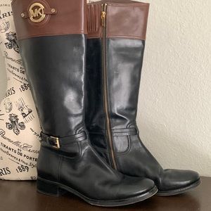 Michael Kors Two Tone Leather Stockard Riding Boot EUC